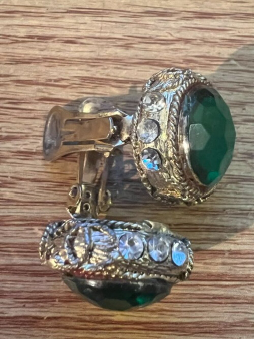 Vintage Gold and Emerald Jewel Earrings